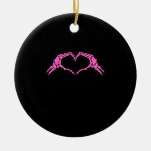 Skeleton Hands Heart Sign Retro Halloween Ceramic Ornament