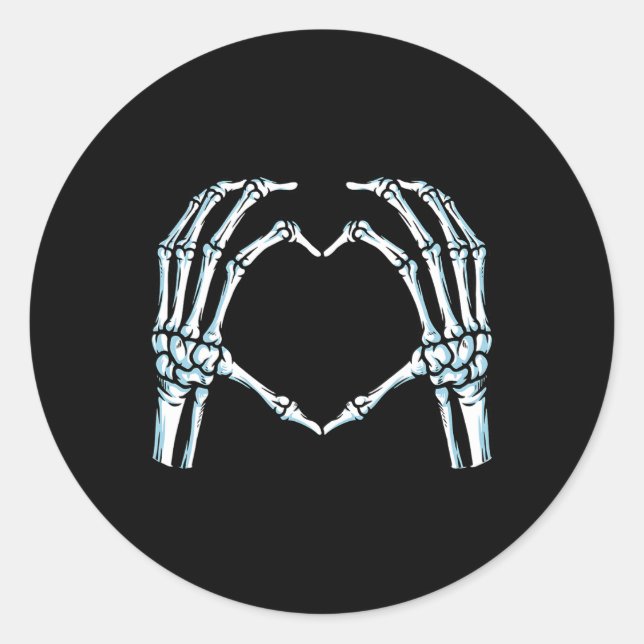 Skeleton Hands Heart Sign Retro Halloween Costume  Classic Round Sticker (Front)