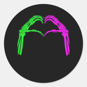 Skeleton Hands Heart Sign Retro Halloween Costume  Classic Round Sticker