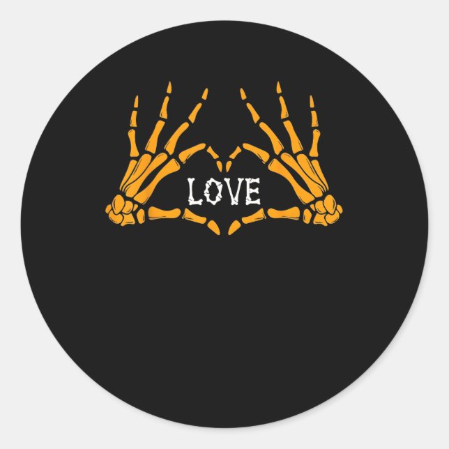 Skeleton Hands Heart Sign Retro Halloween Costume  Classic Round Sticker (Front)
