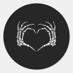 Skeleton Hands Heart Sign Retro Halloween Costume  Classic Round Sticker