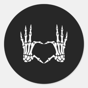 Skeleton Hands Heart Sign Retro Halloween Costume  Classic Round Sticker