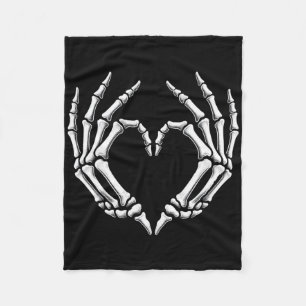 Skeleton Hands Heart Sign Retro Halloween Costume Fleece Blanket