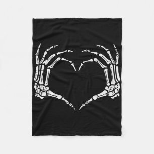 Skeleton Hands Heart Sign Retro Halloween Costume Fleece Blanket