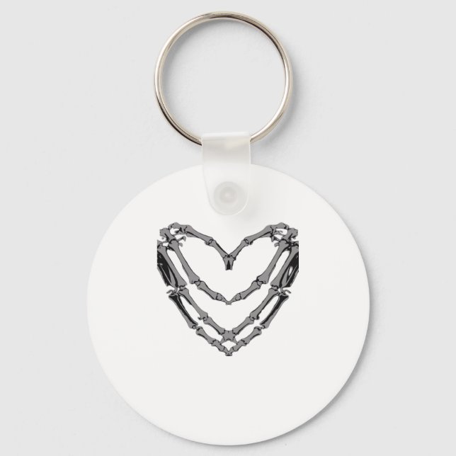 Skeleton Hands Heart Sign Retro Halloween Costume  Key Ring (Front)