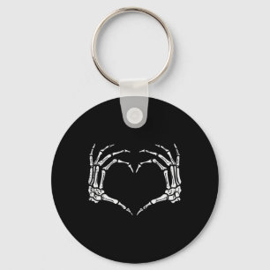 Skeleton Hands Heart Sign Retro Halloween Costume Key Ring