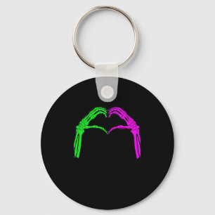 Skeleton Hands Heart Sign Retro Halloween Costume  Key Ring