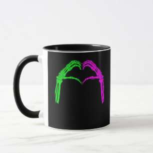 Skeleton Hands Heart Sign Retro Halloween Costume  Mug