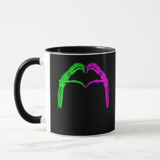 Skeleton Hands Heart Sign Retro Halloween Costume  Mug