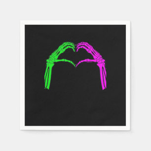 Skeleton Hands Heart Sign Retro Halloween Costume  Napkin