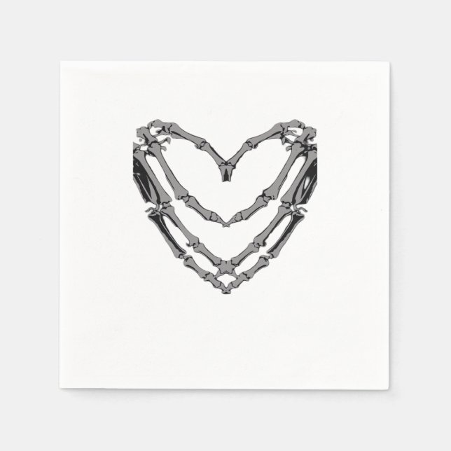Skeleton Hands Heart Sign Retro Halloween Costume  Napkin (Front)