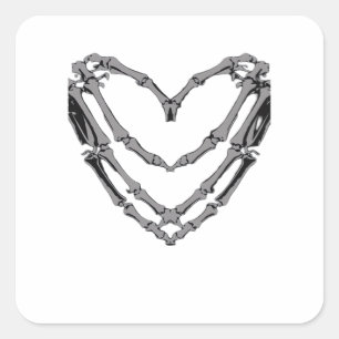 Skeleton Hands Heart Sign Retro Halloween Costume  Square Sticker