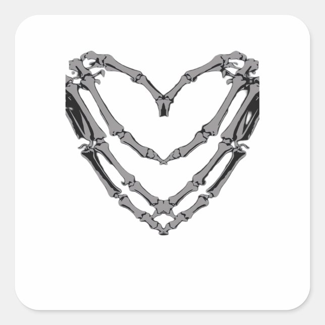 Skeleton Hands Heart Sign Retro Halloween Costume  Square Sticker (Front)