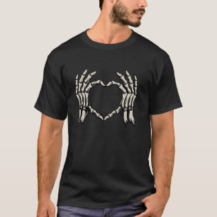 Skeleton Hands Heart Sign Retro Halloween Costume T-Shirt