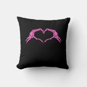 Skeleton Hands Heart Sign Retro Halloween Cushion