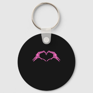 Skeleton Hands Heart Sign Retro Halloween Key Ring
