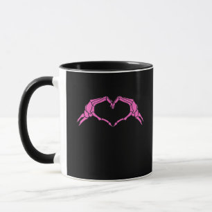 Skeleton Hands Heart Sign Retro Halloween Mug