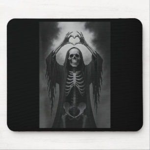 Skeleton Hands Heart Sign Scary Face Funny Hallowe Mouse Pad
