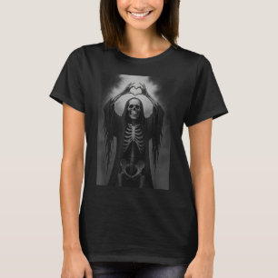 Skeleton Hands Heart Sign Scary Face Funny Hallowe T-Shirt