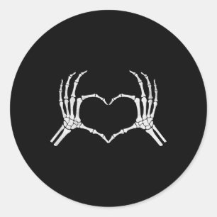 Skeleton Hands Heart Sign Vintage Halloween Costum Classic Round Sticker