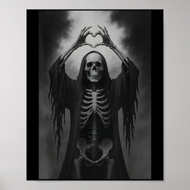Skeleton Hands Heart Sign Y Face Funny Halloween C (Front)