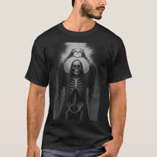 Skeleton Hands Heart Sign Y Face Funny Halloween C T-Shirt