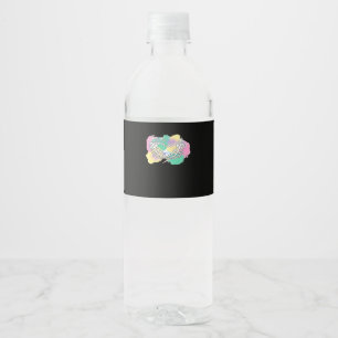 Skeleton Hands Heart With Abstract Coloured Backgr Water Bottle Label