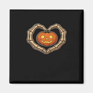 Skeleton Hands Heart With Pumpkin Cute Spooky Hall Magnet