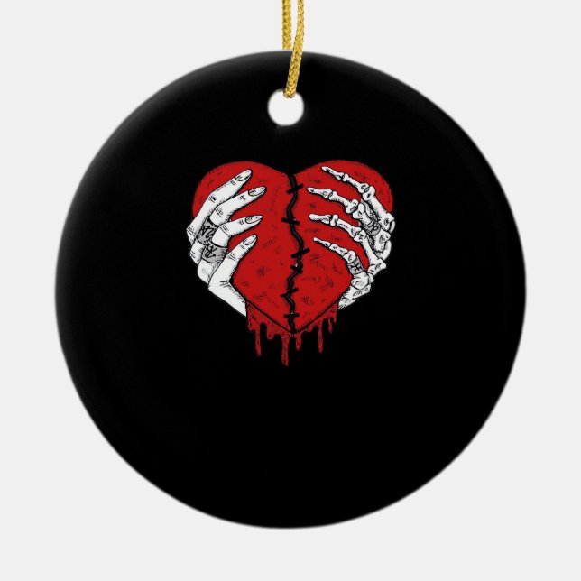 Skeleton Hands Hearts Classic Trending Ceramic Ornament (Front)