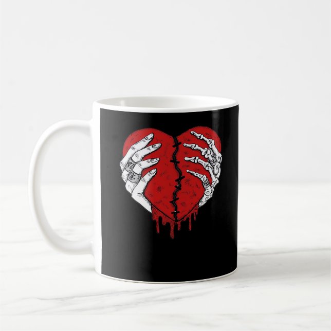 Skeleton Hands Hearts Classic Trending Coffee Mug (Left)