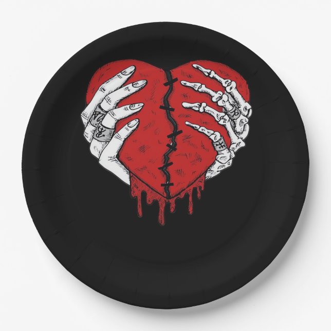 Skeleton Hands Hearts Classic Trending Paper Plate (Front)