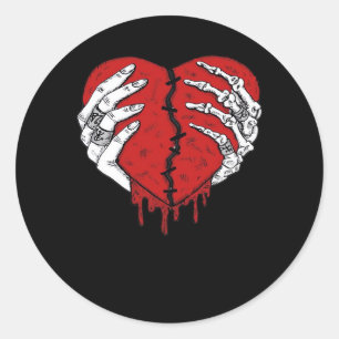 Skeleton Hands Hearts Classic Trending Round Sticker