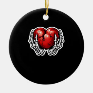 Skeleton Hands Hearts - Cute Halloween Ceramic Ornament