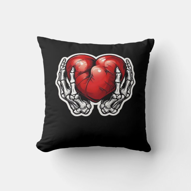 Skeleton Hands Hearts - Cute Halloween Cushion (Front)