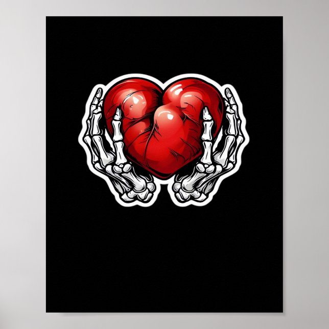 Skeleton Hands Hearts - Cute Halloween Poster (Front)