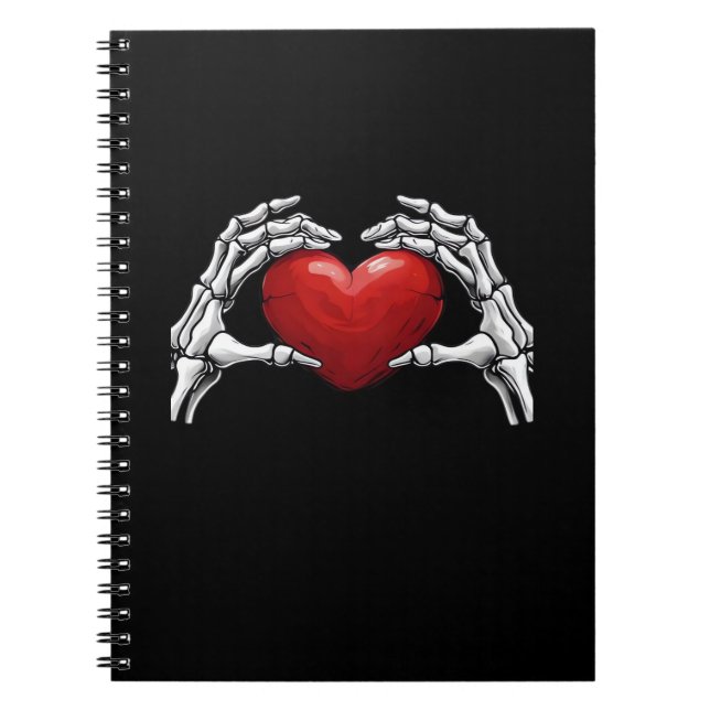 Skeleton Hands Holding A Red Heart Design Classic Notebook (Front)