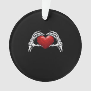 Skeleton Hands Holding A Red Heart Design Classic Ornament