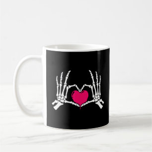 Skeleton Hands Holding Cute Pink Heart  Coffee Mug