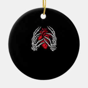 Skeleton Hands Holding Heart Halloween Costume  Ceramic Ornament