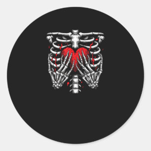 Skeleton Hands Holding Heart Halloween Costume Fun Classic Round Sticker