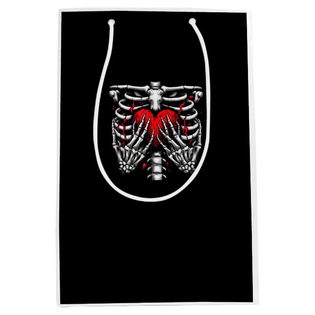 Skeleton Hands Holding Heart Halloween Costume Fun Medium Gift Bag (Front)