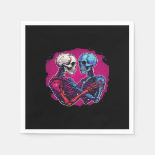 Skeleton Hands Holding Heart Retro Tattoo Style Napkin