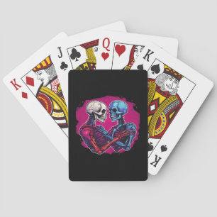 Skeleton Hands Holding Heart Retro Tattoo Style Playing Cards