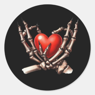 Skeleton Hands Holding Heart Sticker