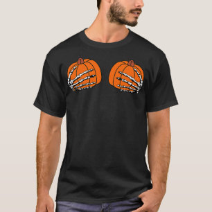 Skeleton Hands Holding Pumpkins Halloween Tee TShi
