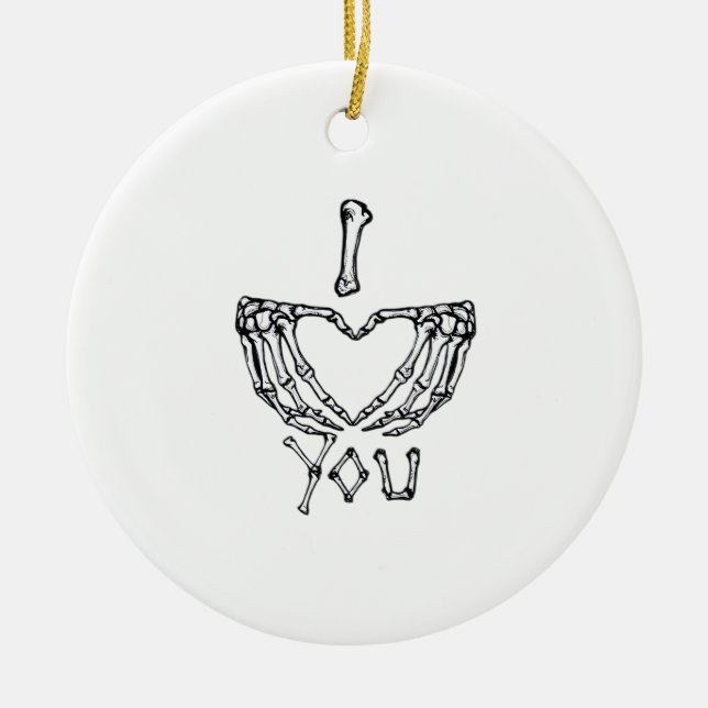 Skeleton Hands Making A Heart  Ceramic Ornament (Front)