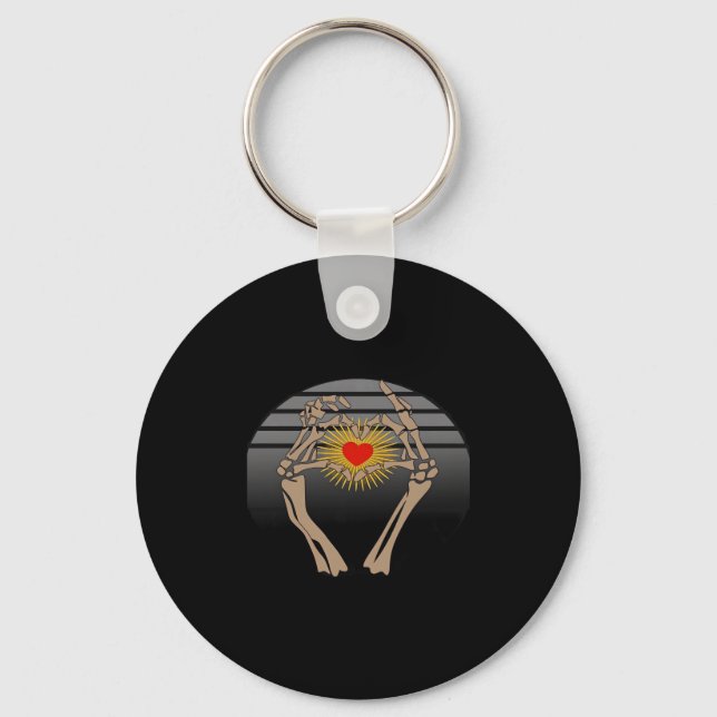 Skeleton Hands Making A Heart Classic Key Ring (Front)