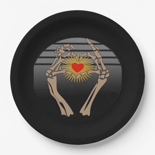 Skeleton Hands Making A Heart Classic Paper Plate (Front)