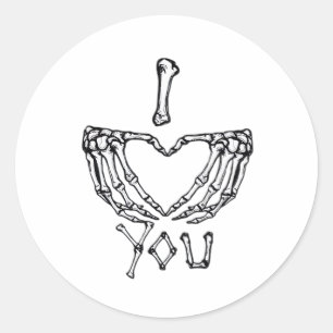 Skeleton Hands Making A Heart Classic Round Sticker