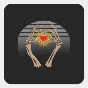Skeleton Hands Making A Heart Classic Square Sticker